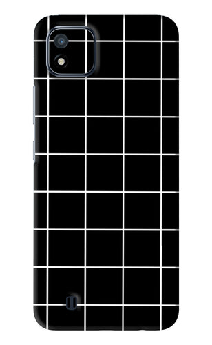 White Grid Realme C20 Back Skin Wrap