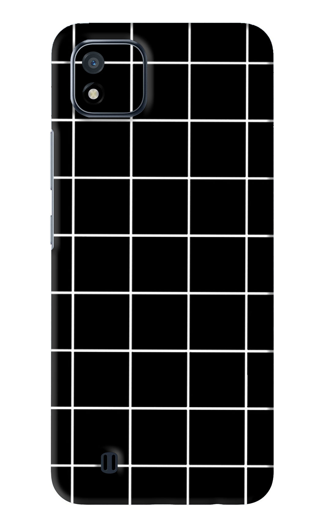 White Grid Realme C20 Back Skin Wrap