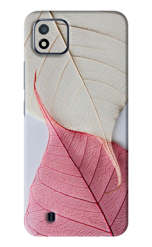 White Pink Leaf Realme C20 Back Skin Wrap