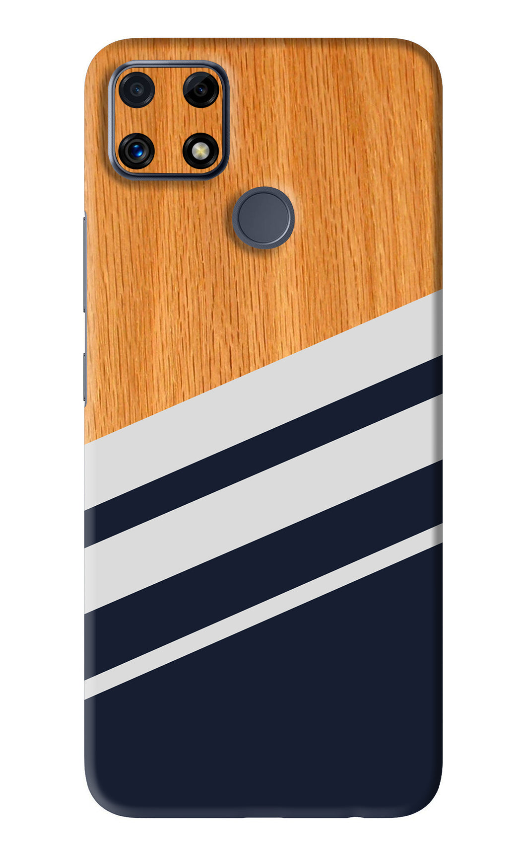 Black And White Wooden Realme C25 Back Skin Wrap