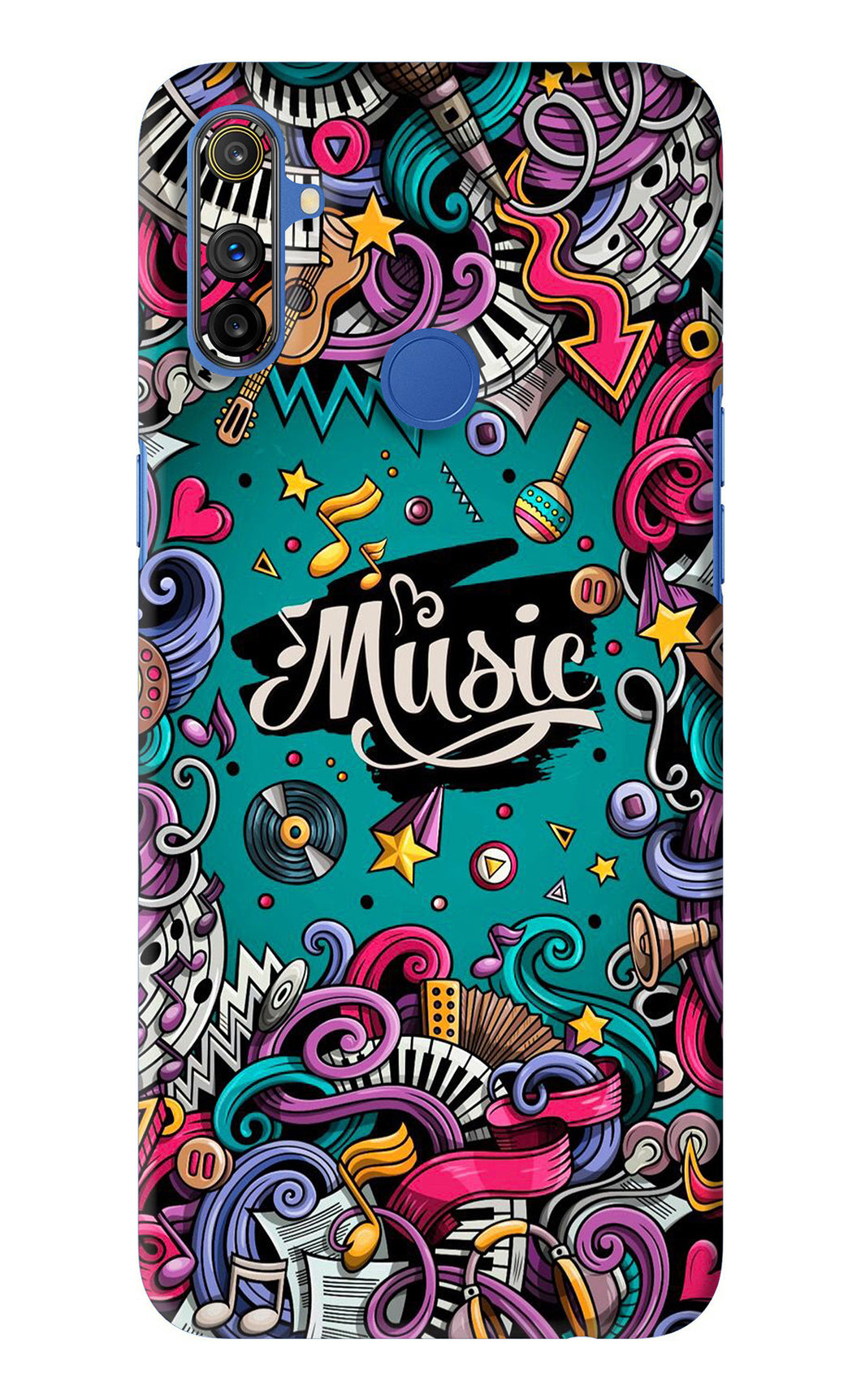 Music Graffiti Realme Narzo 10A Back Skin Wrap