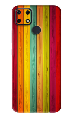 Multicolor Wooden Realme Narzo 30A Back Skin Wrap