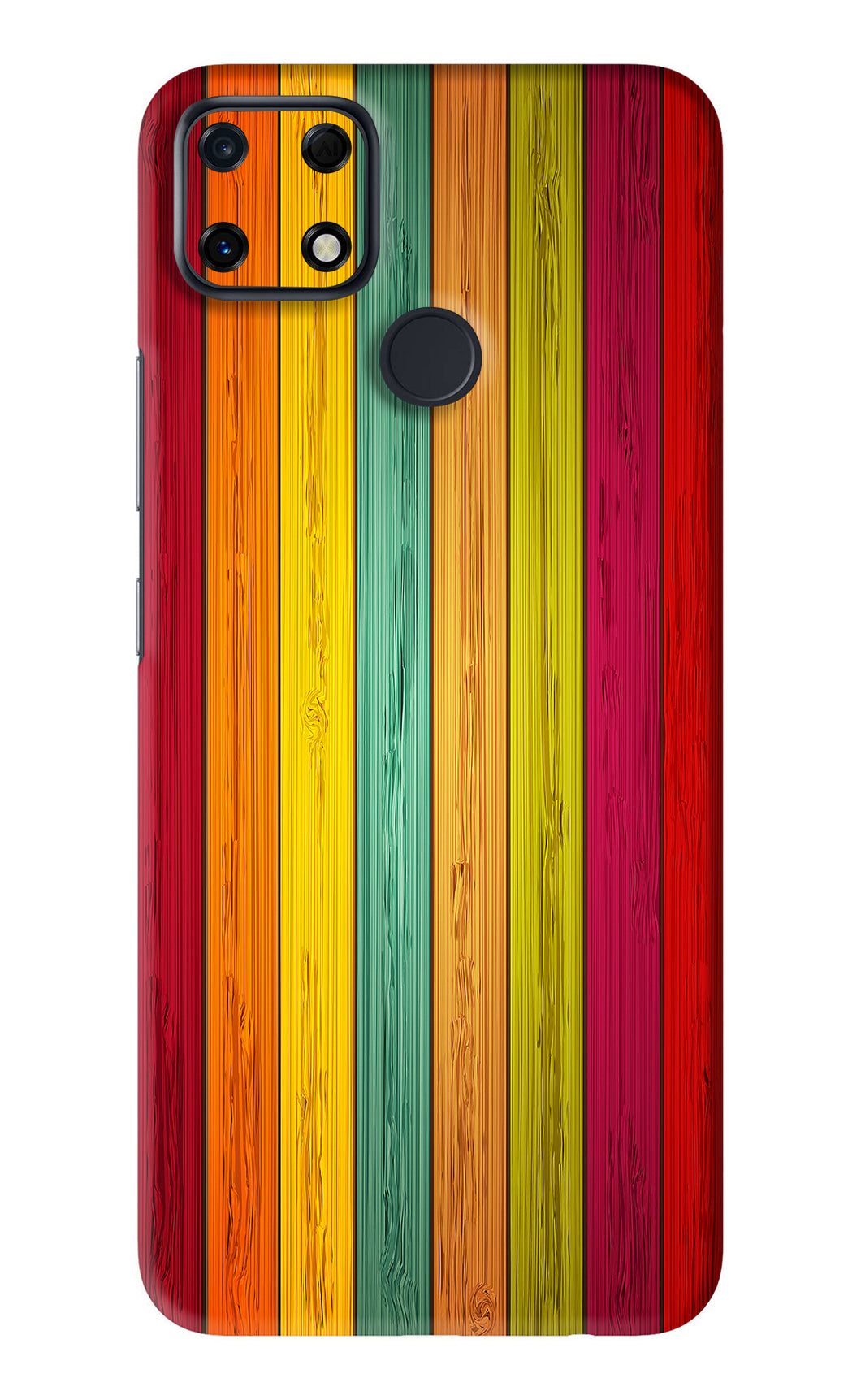 Multicolor Wooden Realme Narzo 30A Back Skin Wrap