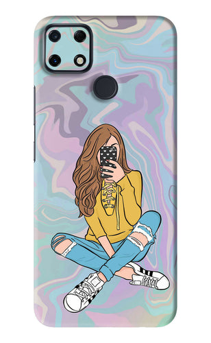 Selfie Girl Realme Narzo 30A Back Skin Wrap
