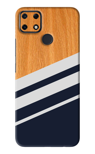 Black And White Wooden Realme Narzo 30A Back Skin Wrap