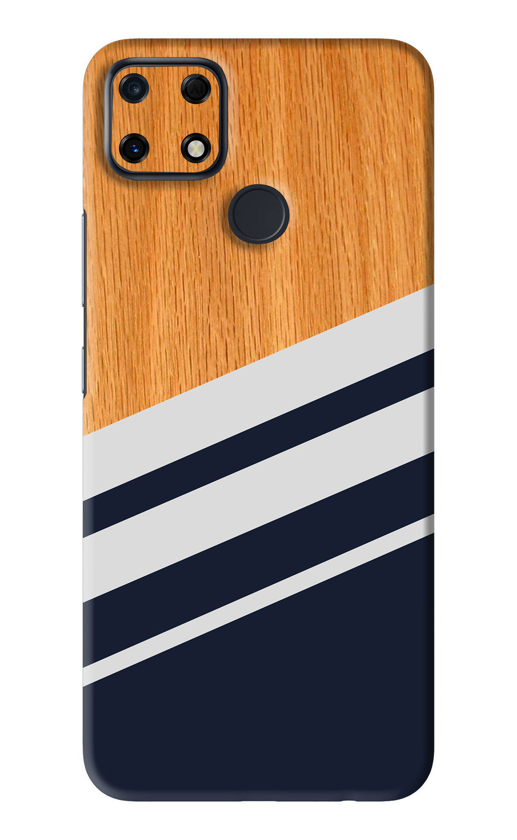 Black And White Wooden Realme Narzo 30A Back Skin Wrap