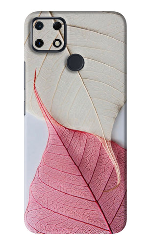 White Pink Leaf Realme Narzo 30A Back Skin Wrap