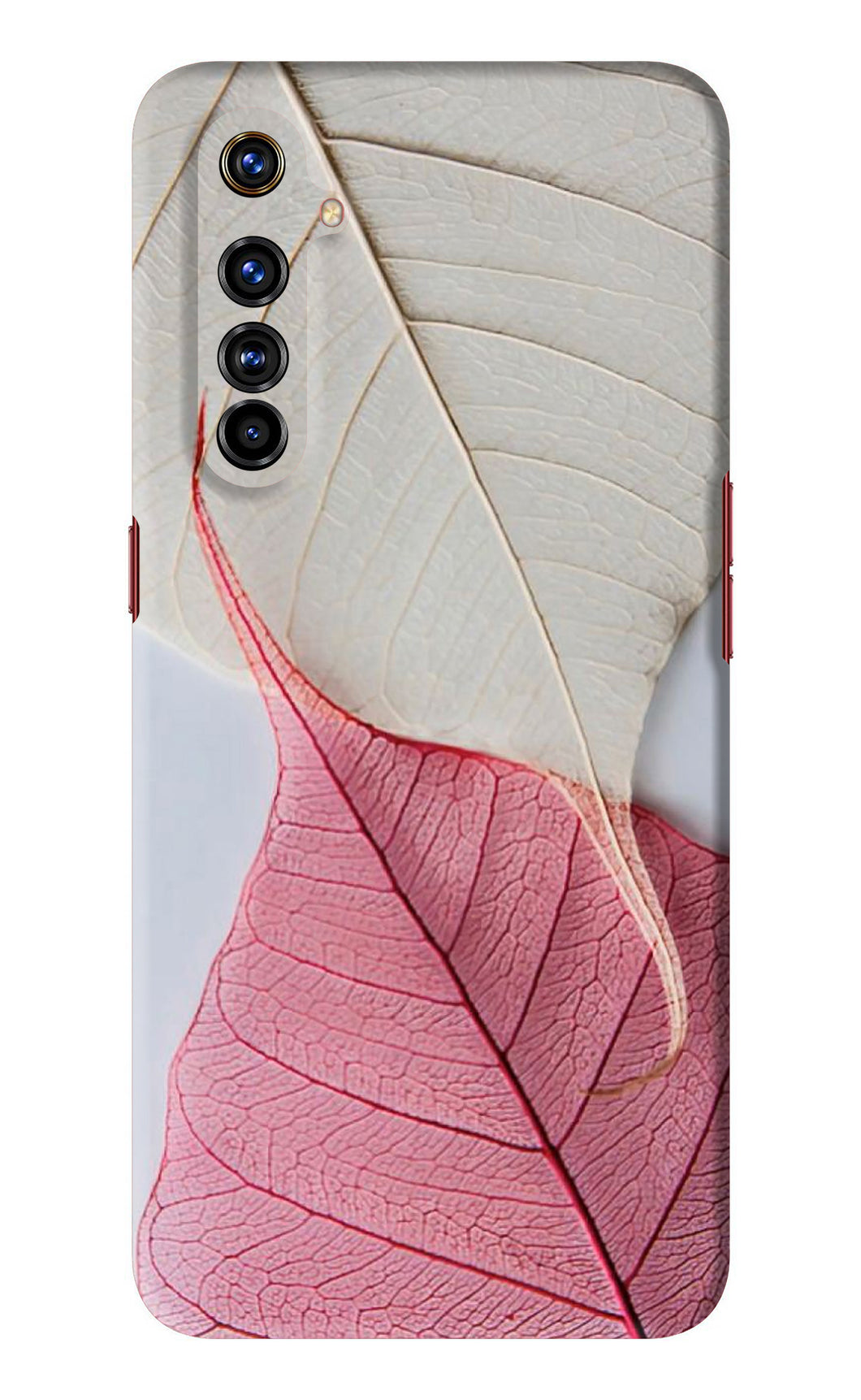 White Pink Leaf Realme X50 Pro Back Skin Wrap