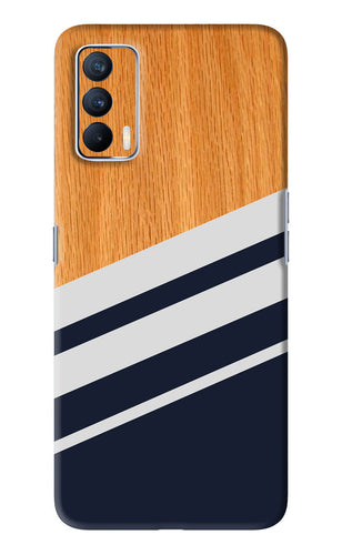 Black And White Wooden Realme X7 Back Skin Wrap