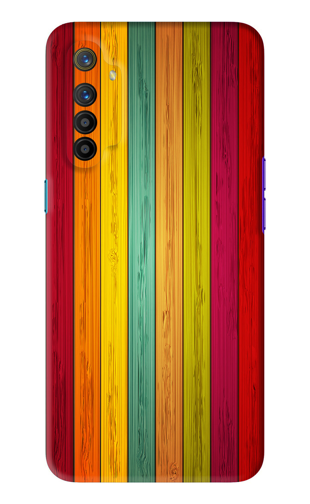 Multicolor Wooden Realme XT Back Skin Wrap