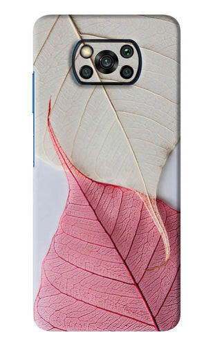 White Pink Leaf Poco X3 Pro Back Skin Wrap