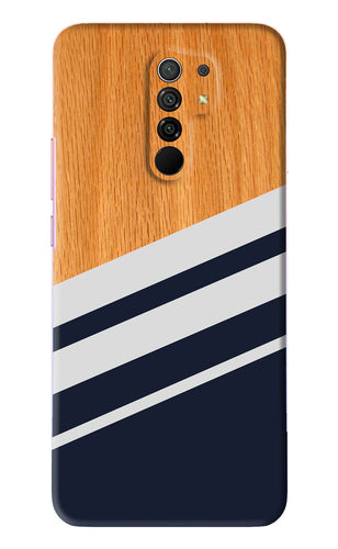 Black And White Wooden Poco M2 Back Skin Wrap