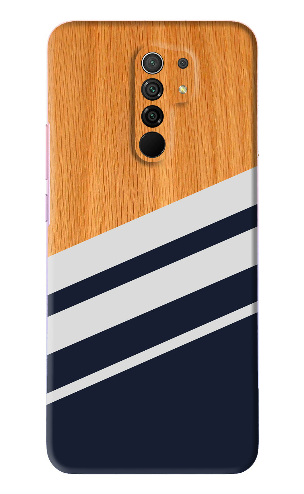 Black And White Wooden Poco M2 Back Skin Wrap