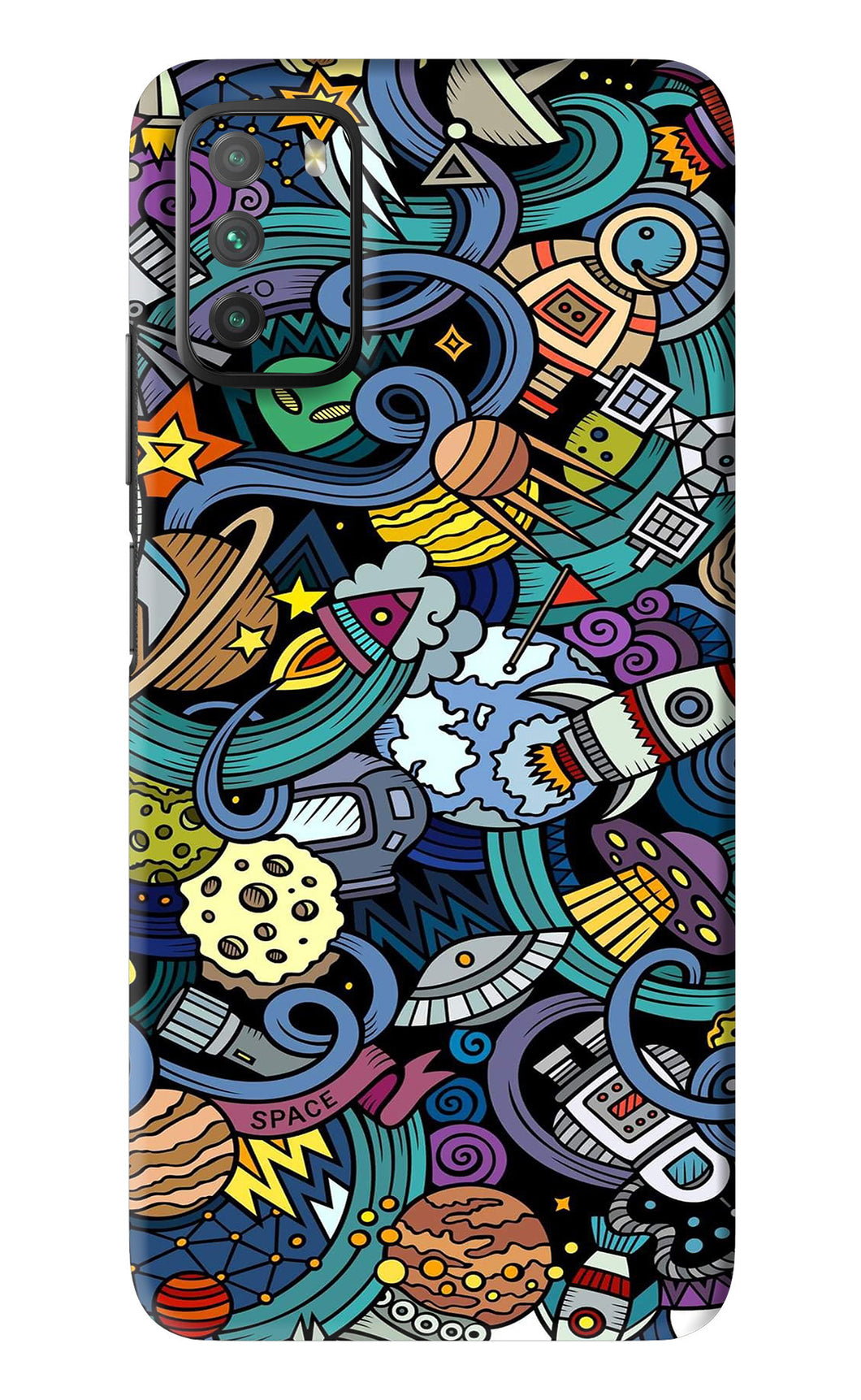 Space Abstract Poco M3 - No Sides Back Skin Wrap