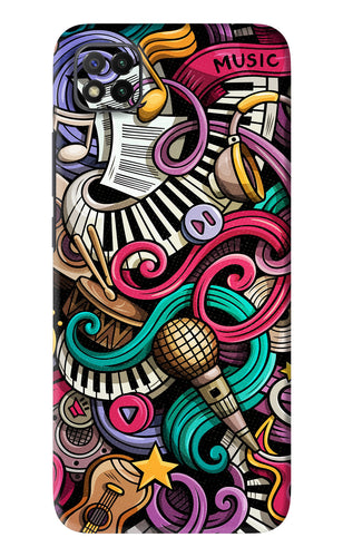 Music Abstract Poco C3 Back Skin Wrap
