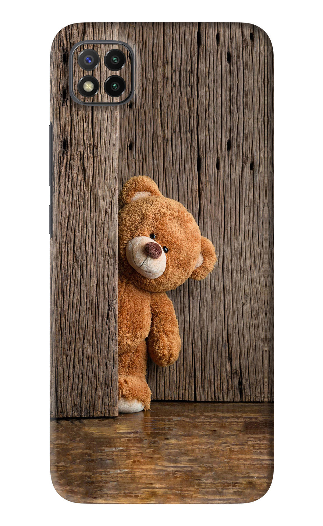 Teddy Wooden Poco C3 Back Skin Wrap
