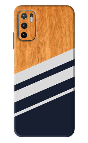 Black And White Wooden Poco M3 Pro 5G Back Skin Wrap