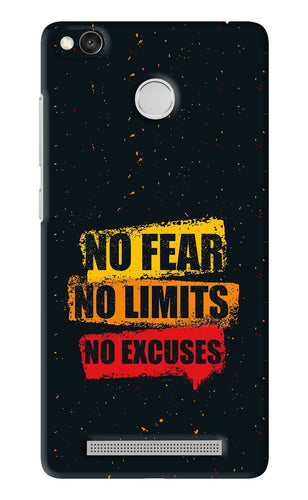 No Fear No Limits No Excuses Xiaomi Redmi 3S Prime Back Skin Wrap