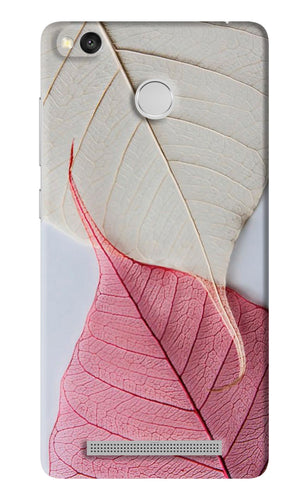 White Pink Leaf Xiaomi Redmi 3S Prime Back Skin Wrap