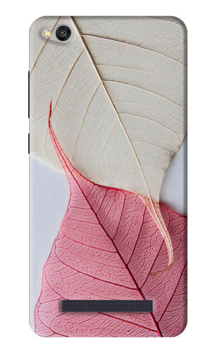 White Pink Leaf Xiaomi Redmi 4A Back Skin Wrap