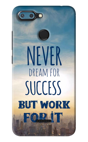 Never Dream For Success But Work For It Xiaomi Redmi 6 Back Skin Wrap