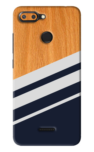 Black And White Wooden Xiaomi Redmi 6 Back Skin Wrap