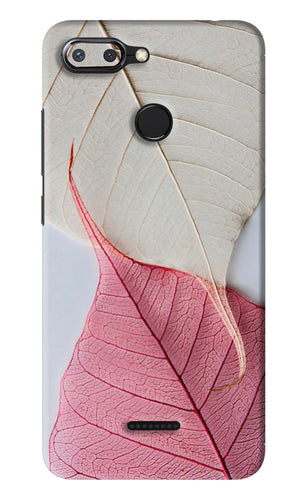 White Pink Leaf Xiaomi Redmi 6 Back Skin Wrap