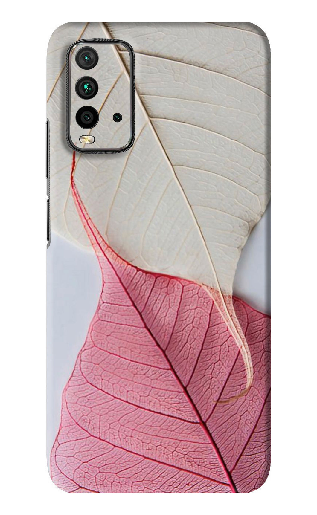 White Pink Leaf Xiaomi Redmi 9 Power Back Skin Wrap