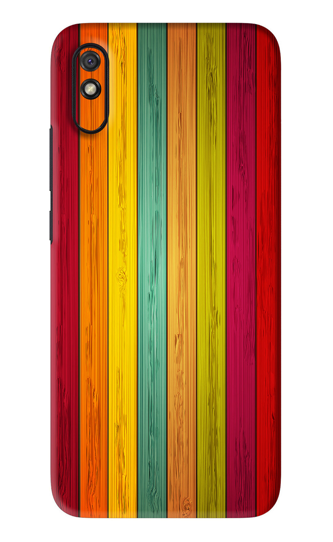 Multicolor Wooden Xiaomi Redmi 9A - No Sides Back Skin Wrap