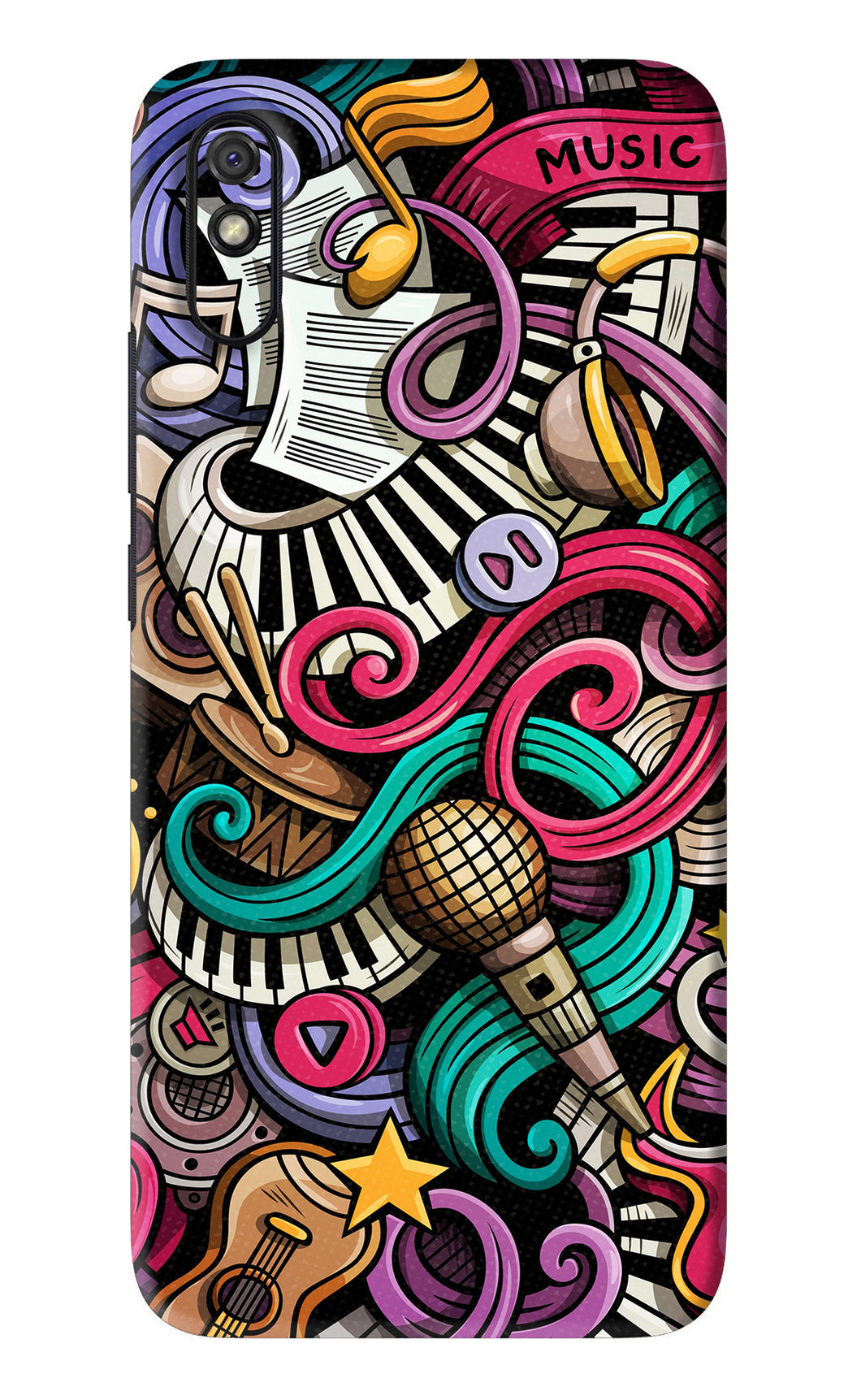 Music Abstract Xiaomi Redmi 9A - No Sides Back Skin Wrap