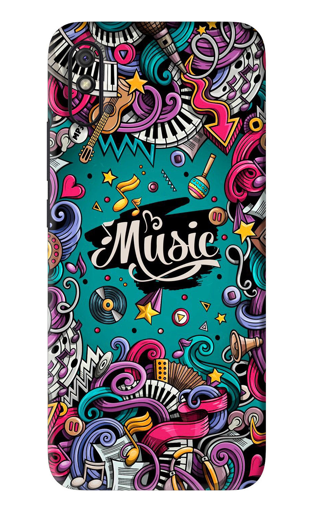 Music Graffiti Xiaomi Redmi 9A - No Sides Back Skin Wrap