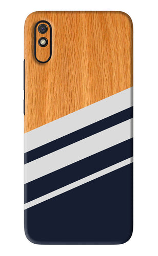 Black And White Wooden Xiaomi Redmi 9A - No Sides Back Skin Wrap