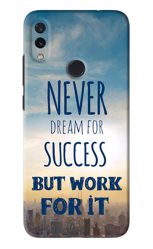 Never Dream For Success But Work For It Xiaomi Redmi Note 7 Back Skin Wrap