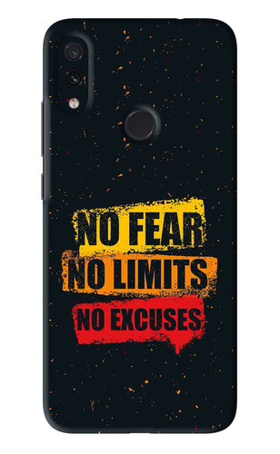 No Fear No Limits No Excuses Xiaomi Redmi Note 7 Back Skin Wrap