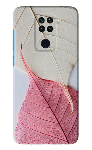 White Pink Leaf Xiaomi Redmi Note 9 Back Skin Wrap