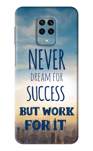 Never Dream For Success But Work For It Xiaomi Redmi Note 9 Pro Max Back Skin Wrap