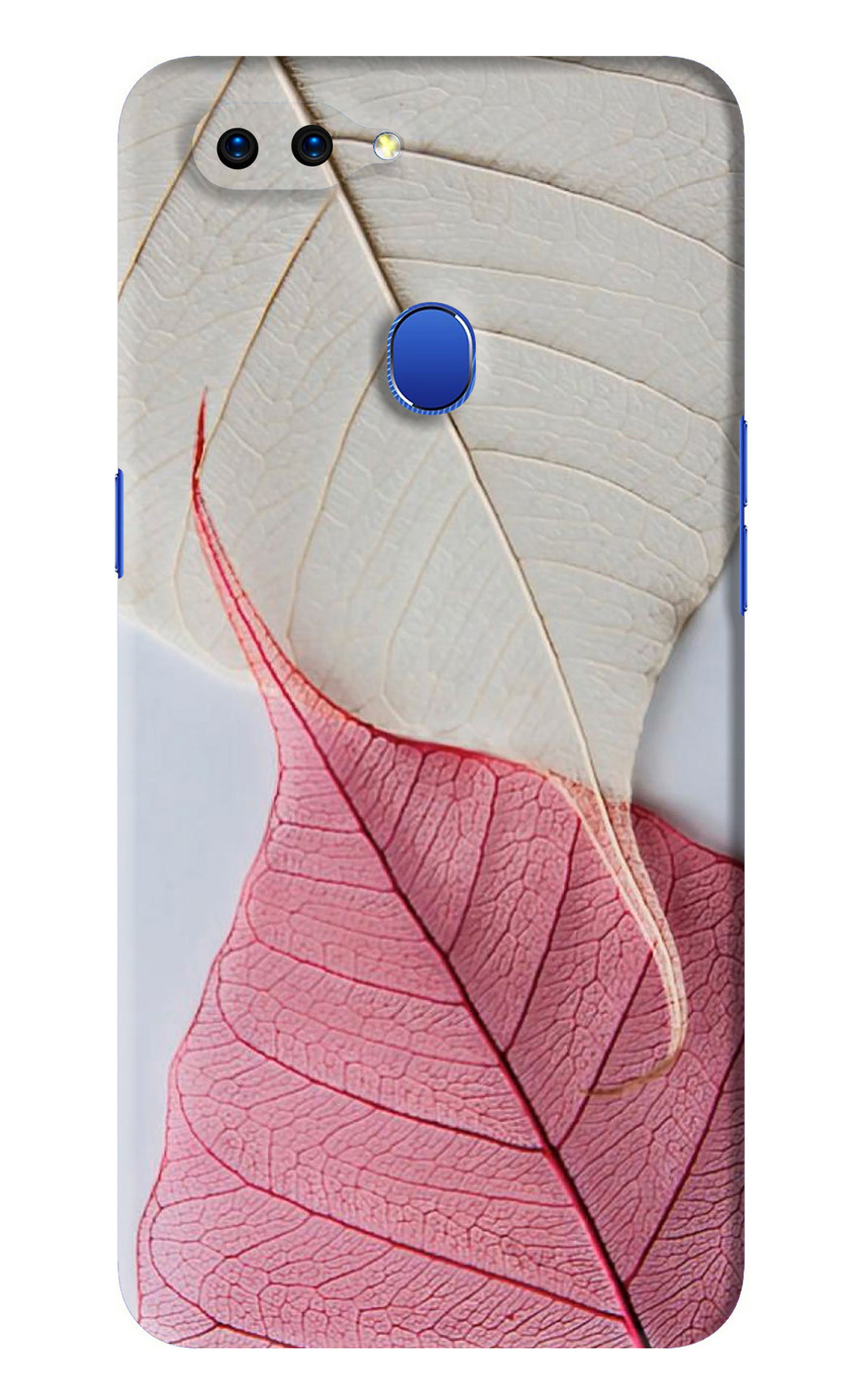 White Pink Leaf Oppo A5 Back Skin Wrap