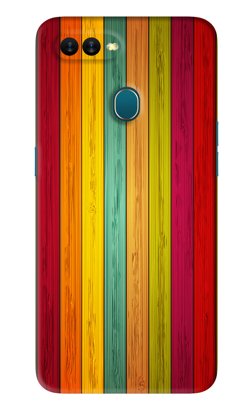 Multicolor Wooden Oppo A5S Back Skin Wrap