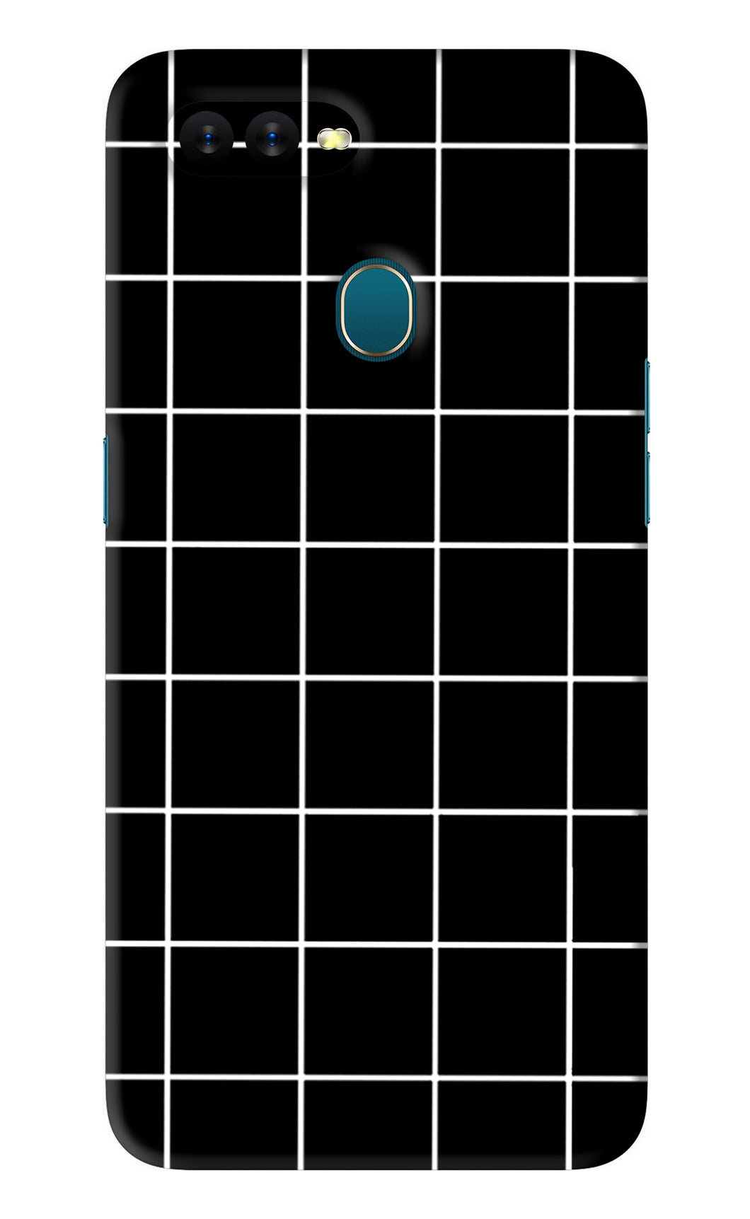 White Grid Oppo A7 Back Skin Wrap