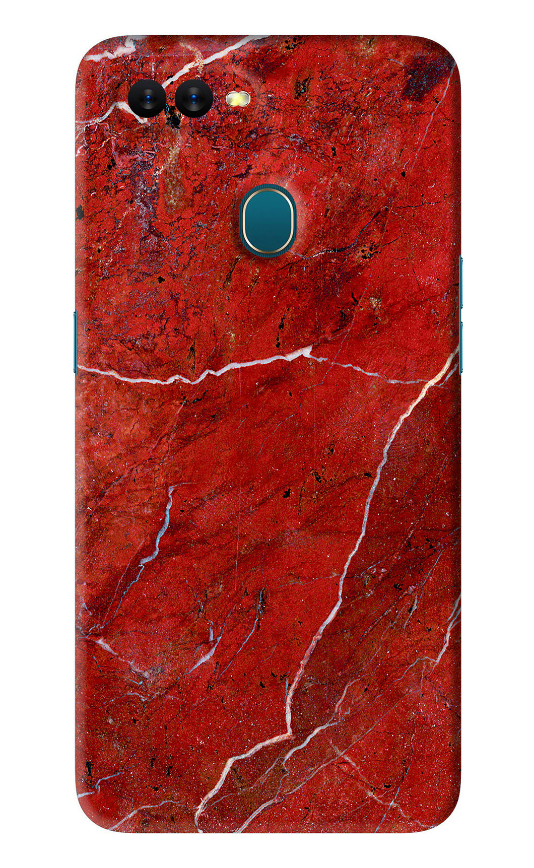 Red Marble Design Oppo A7 Back Skin Wrap