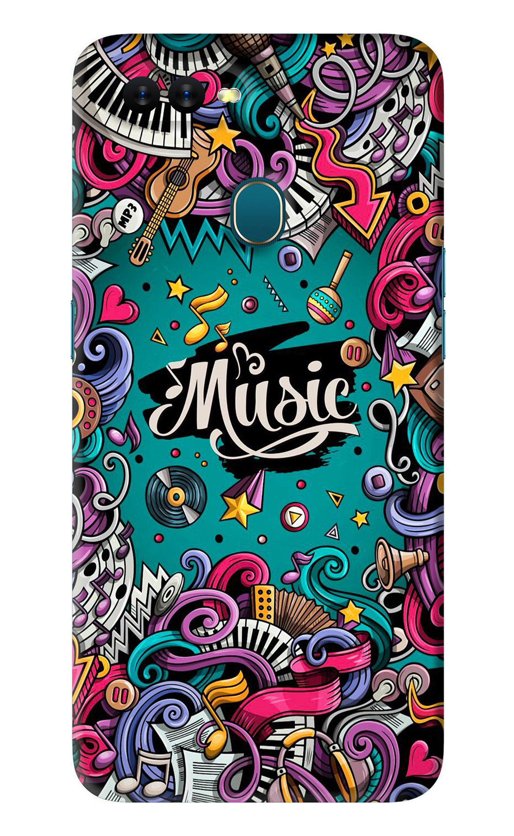 Music Graffiti Oppo A7 Back Skin Wrap