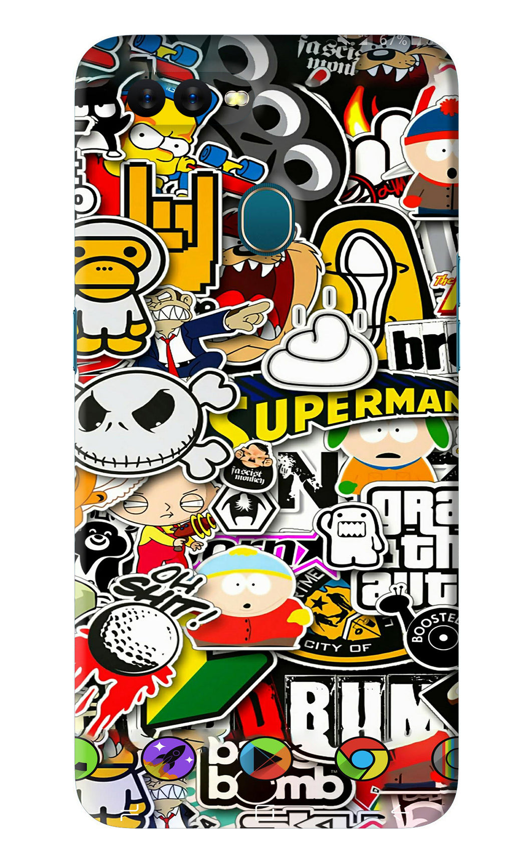 Sticker Bomb Oppo A7 Back Skin Wrap