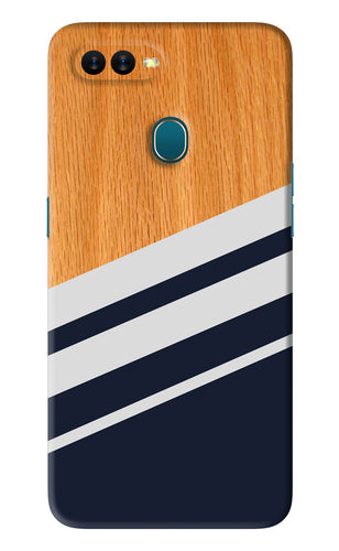 Black And White Wooden Oppo A7 Back Skin Wrap