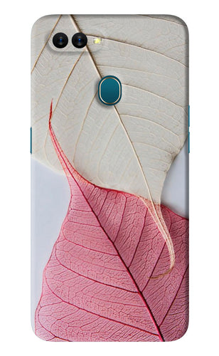 White Pink Leaf Oppo A7 Back Skin Wrap