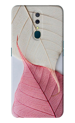 White Pink Leaf Oppo A9 Back Skin Wrap