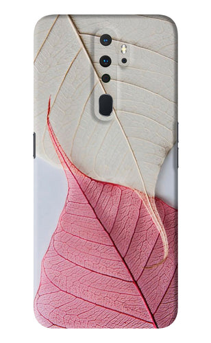 White Pink Leaf Oppo A9 2020 Back Skin Wrap