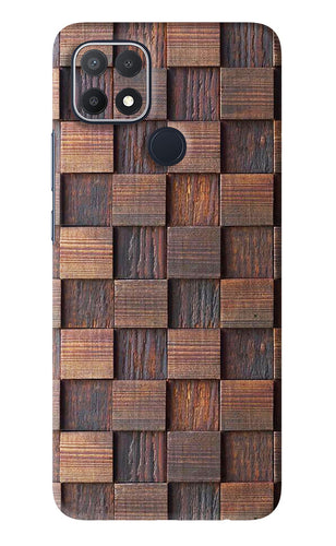 Wooden Cube Design Oppo A15s Back Skin Wrap