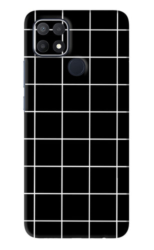 White Grid Oppo A15s Back Skin Wrap