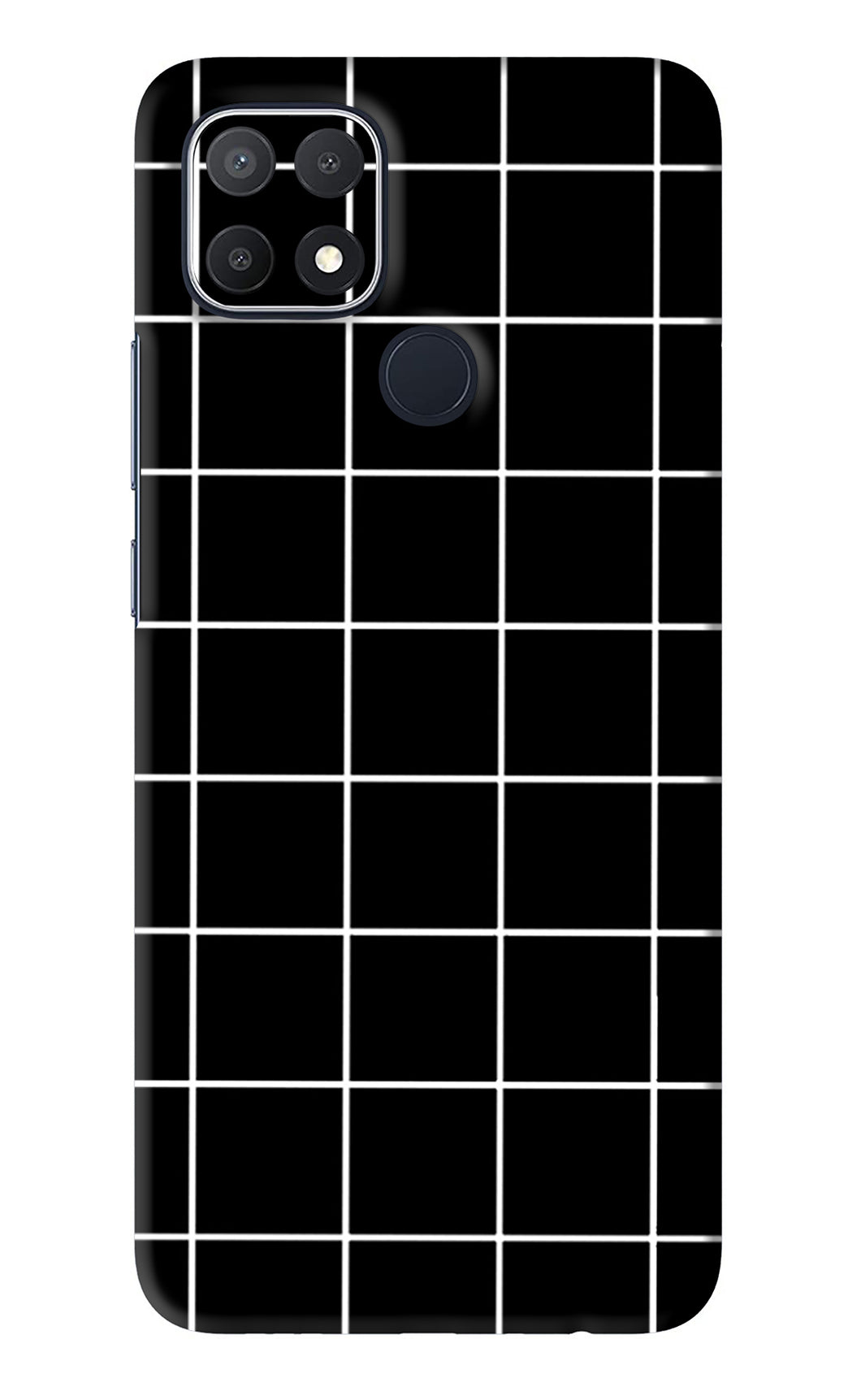 White Grid Oppo A15s Back Skin Wrap