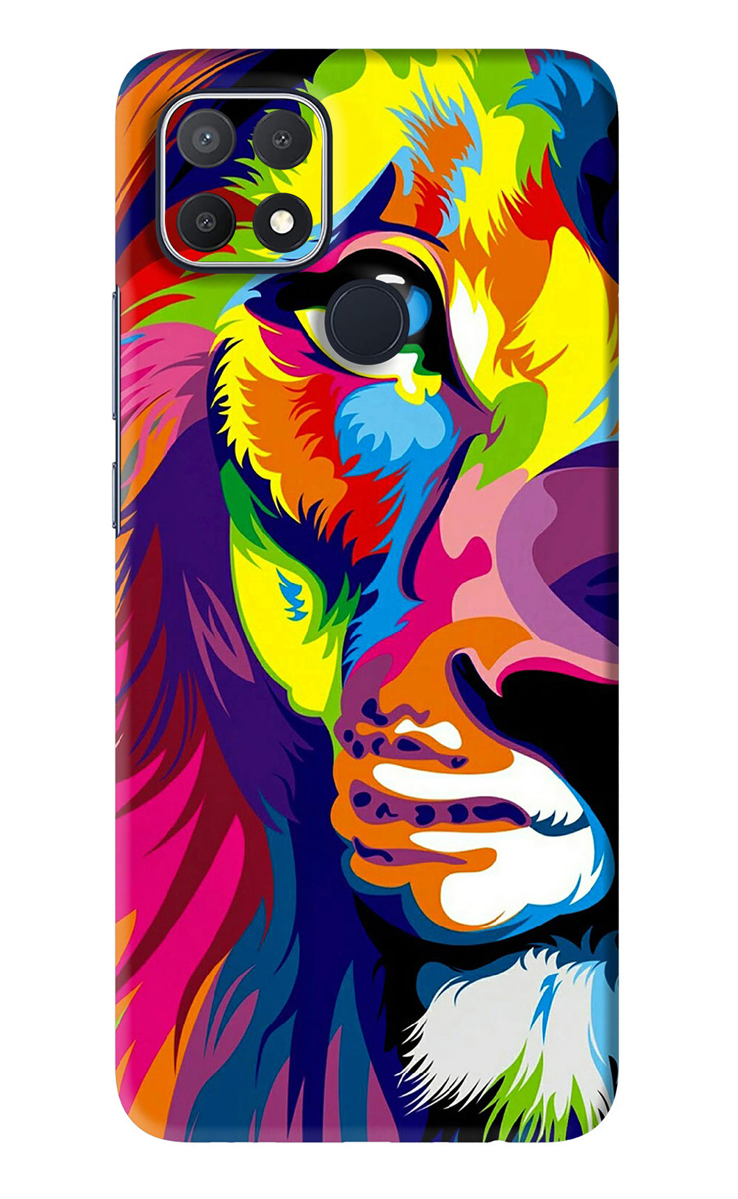 Lion Half Face Oppo A15s Back Skin Wrap